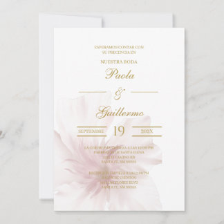 Invitación de boda con flor blanca invitation