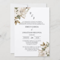 invitación de boda con flores blancas