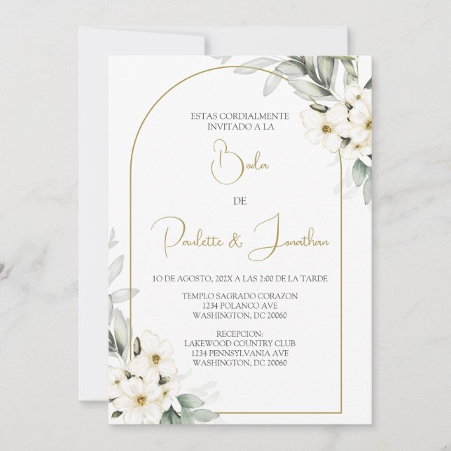 Invitacion de boda con ramo blanco invitation (Front)