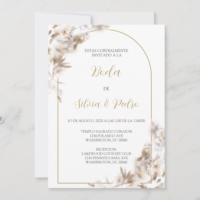 Invitacion de boda con ramo blanco invitation (Front)