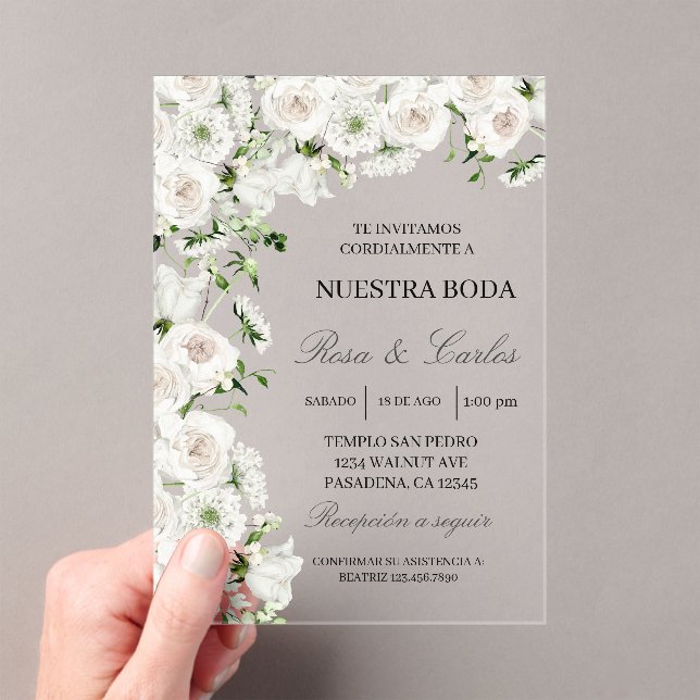 Invitacion de boda de flor hortensia acrylic invitations (Insitu (Handheld))