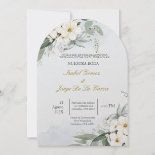 Invitacion de boda en espanol con flor blanca invitation