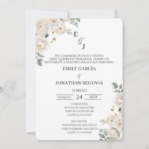 Invitación de boda flor blanca  invitation