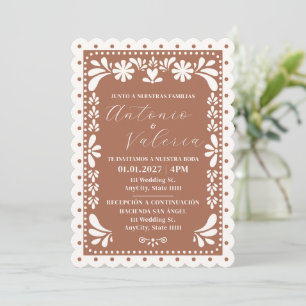 Invitación de Boda Mexicana Terracota Papel Picado Invitation
