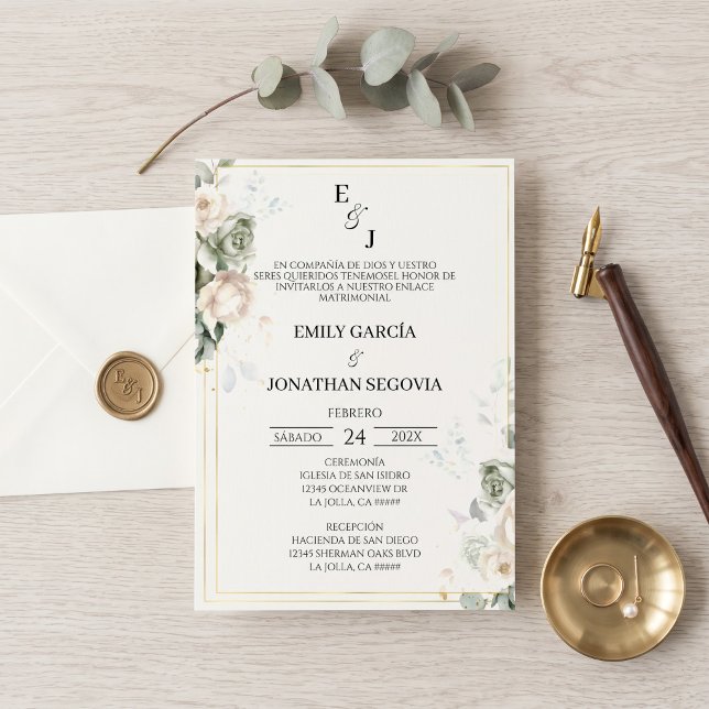 invitación de boda sage green invitation (Creator Uploaded)