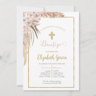 Invitación de boho para bautismo invitation