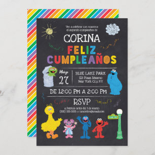 Invitación de Cumpleaños de Plaza Sésamo Invitation