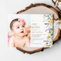 Invitación de Flores Silvestres para Bautizo Foto