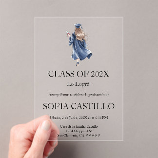 Invitación de graduation en español acrylic invitations
