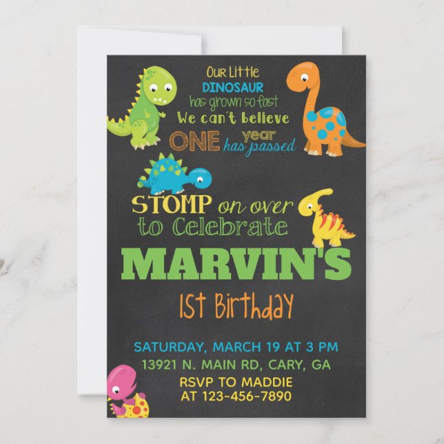 Invitación Dinosaurs boy birthday invitation, dino Invitation (Front)