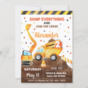 Invitación Dump everything, truck boy birthday in Invitation