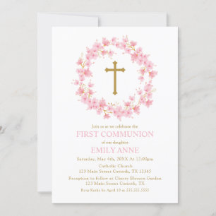 Invitación First Communion Cherry Blossom floral  Invitation