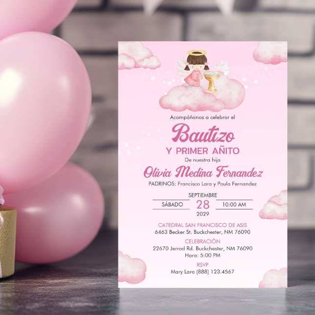 Invitacion Girl Angel Baptism and First Birthday Invitation (Creator Uploaded)