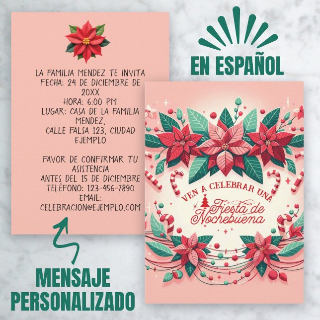 Invitación Mexican Fiesta de Nochebuena Spanish Invitation (Invitación Mexican Fiesta de Nochebuena Spanish Invitation)