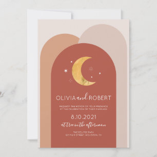 Invitación Modern Boho Moon Wedding Invitation