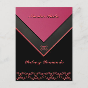 Invitación - Nuestra Boda - Negra, rosa y naranja Invitation