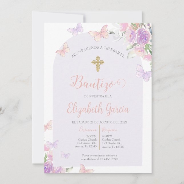 Invitación para bautismo invitation (Front)