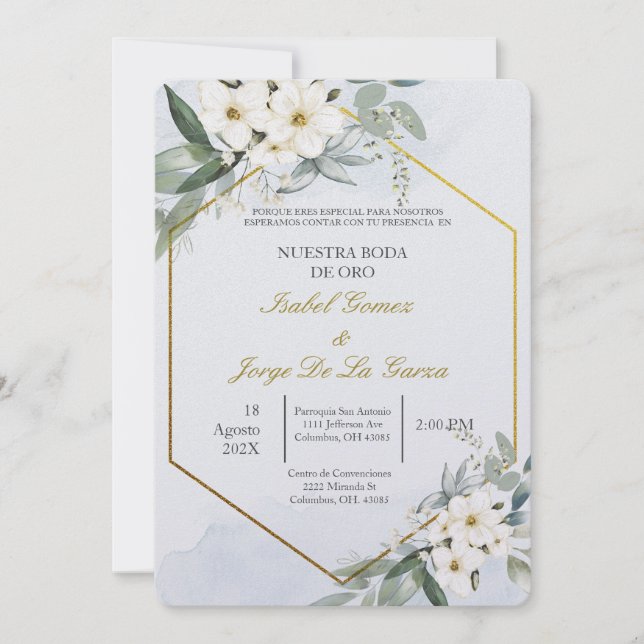 Invitación para boda de oro  invitation (Front)