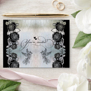 invitación plateada con flores envelope