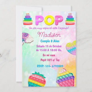 Invitación Pop It Niña Invitation