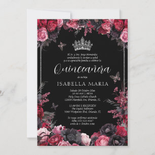Invitación Quinceañera gótica roja y negra Invitation