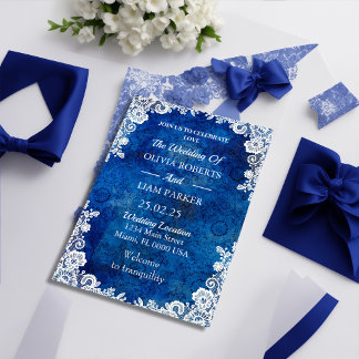 Invitación Royal Blue Ocean Wedding Invitation wit