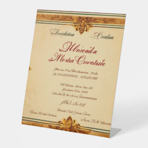 Invitación Web para una Boda Elegante en Mérida, Y Pedestal Sign