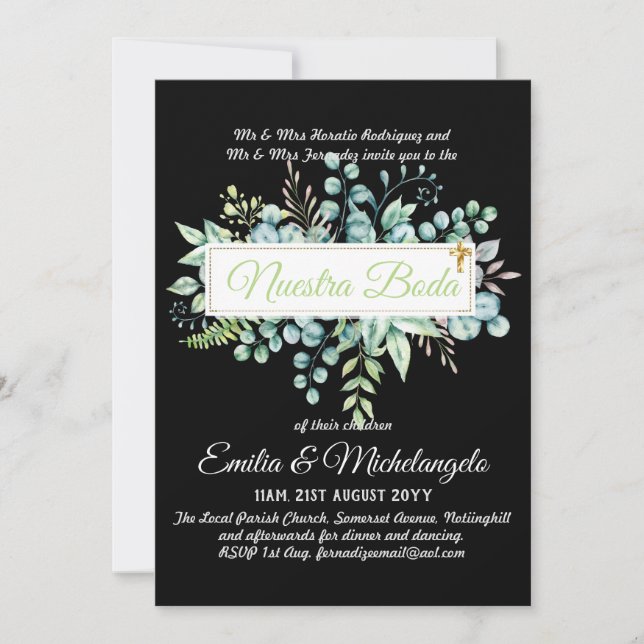 Invitaciones De Boda Baratas HOJAS Modernas (Front)