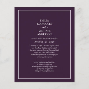  Invitaciones de Boda Economicas Bilingue Ciruela  Flyer