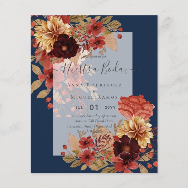 Invitaciones de Boda, Spanish Wedding Budget Fall Flyer (Front)