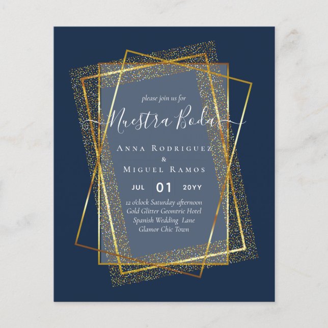 Invitaciones de Boda, Spanish Wedding GOLD Budget Flyer (Front)