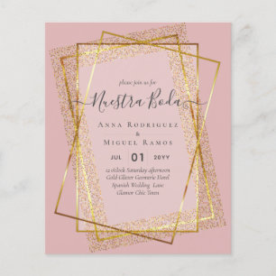 Invitaciones de Boda, Spanish Wedding GOLD Budget Flyer