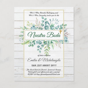 Invitaciones de Boda, Spanish Wedding GREENERY Flyer