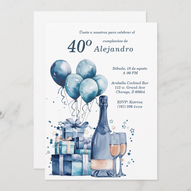 Invitaciones Personalizadas Modernas Para Hombre Invitation (Front/Back)