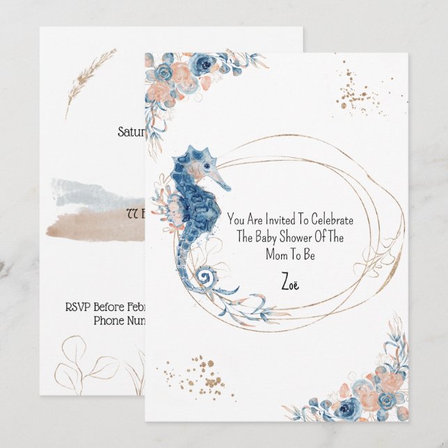 Invitation (12,7 x 17,8 cm) - Baby Shower (Front/Back)