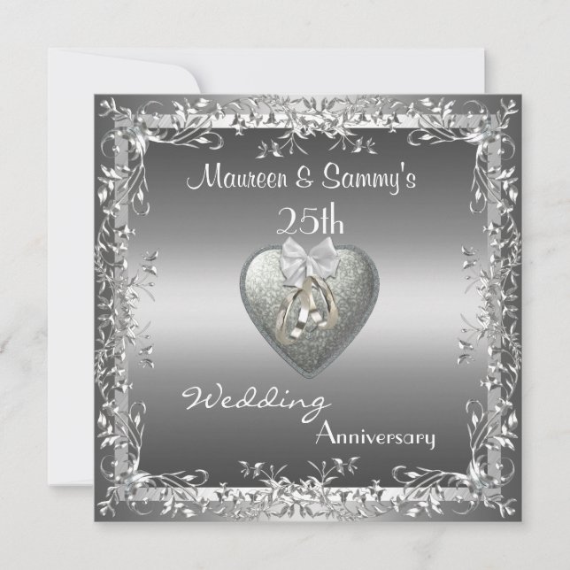 Invitation 25th Anniversary Wedding Silver Elegant (Front)