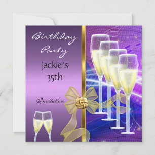 Invitation 35th Birthday Party Elegant Purple Gold