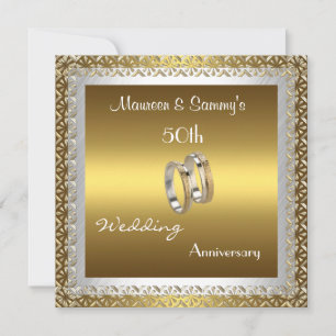 Invitation 50th Anniversary Wedding Gold Elegant