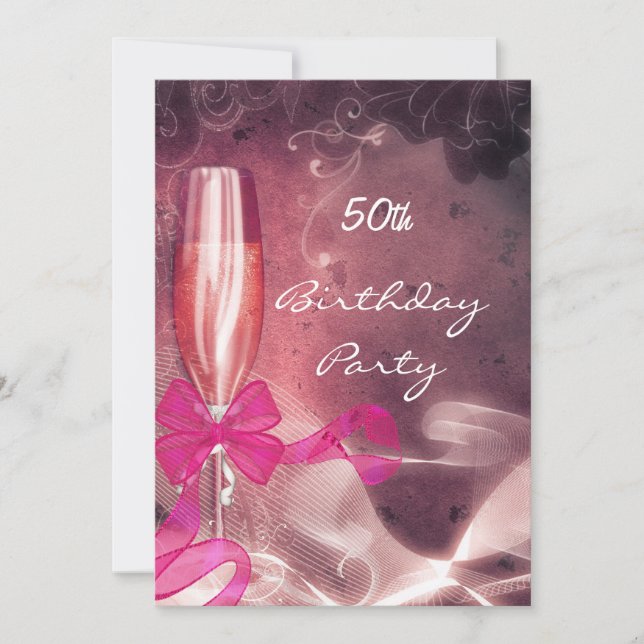 Invitation 50th Birthday Party Party Pink (Front)