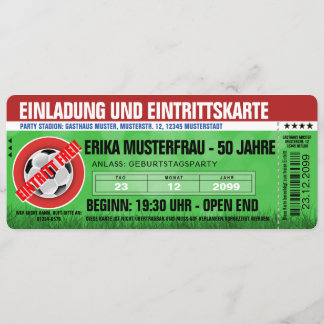 Invitation 50th Birthday Template Soccer red-green