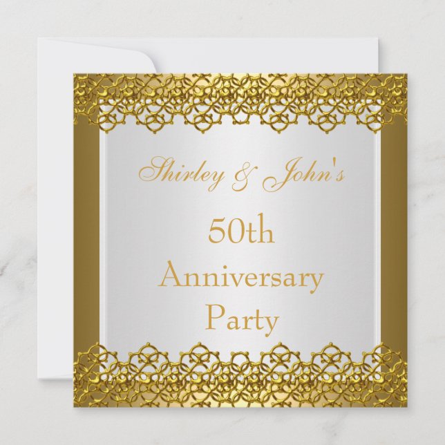 Invitation 50th Wedding Anniversary Party Gold (Front)