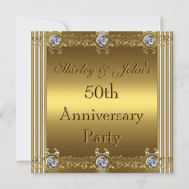 Invitation 50th Wedding Anniversary Party Gold (Front)