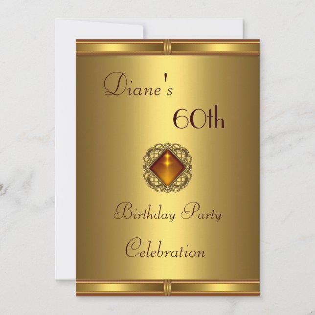 Invitation 60th Birthday Gold on Gold (Front)