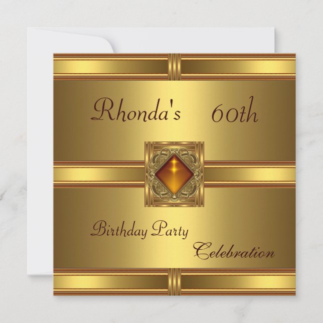 Invitation 60th Birthday Gold on Gold (Front)