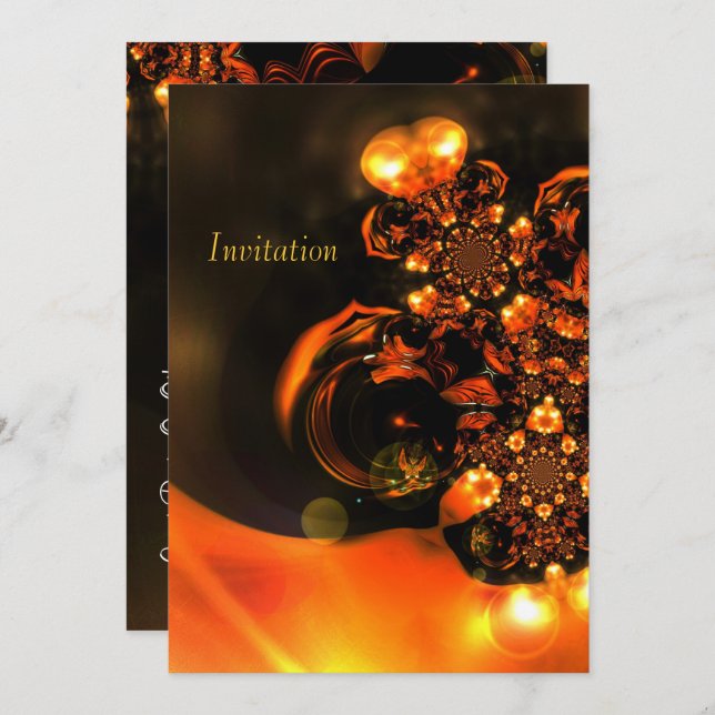 Invitation Abstract Art Orange Jewels (Front/Back)