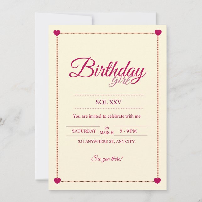 Invitation aesthetic de corazones rosas (Front)