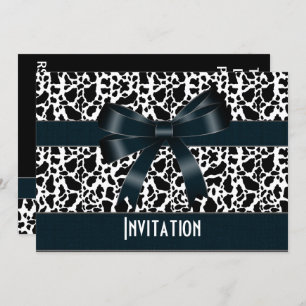 Invitation All Occasion Black White Cow Animal Bow