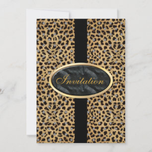 Invitation All Occasions Black Gold Animal Leopard