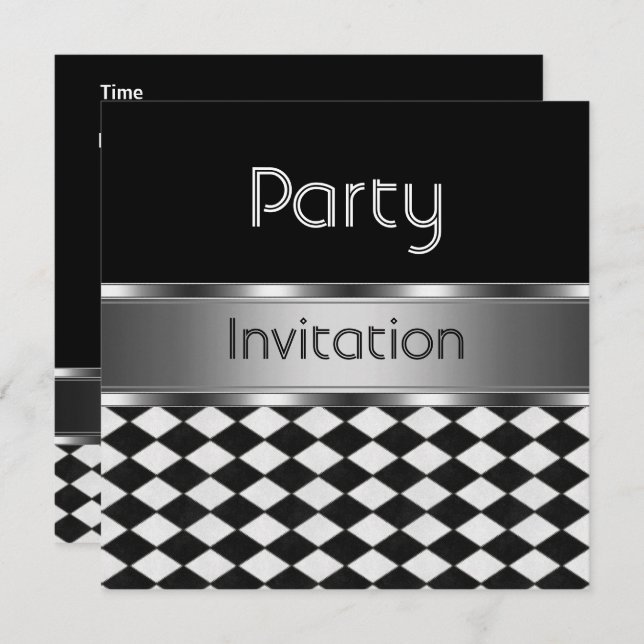Invitation All Occasions Diamond Black White (Front/Back)