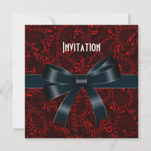 Invitation All Occasions Red Black Bow